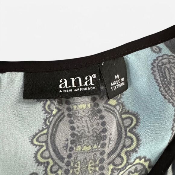 Turquoise and Black Sheer Paisley Sleeveless Blouse - Picture 3 of 4